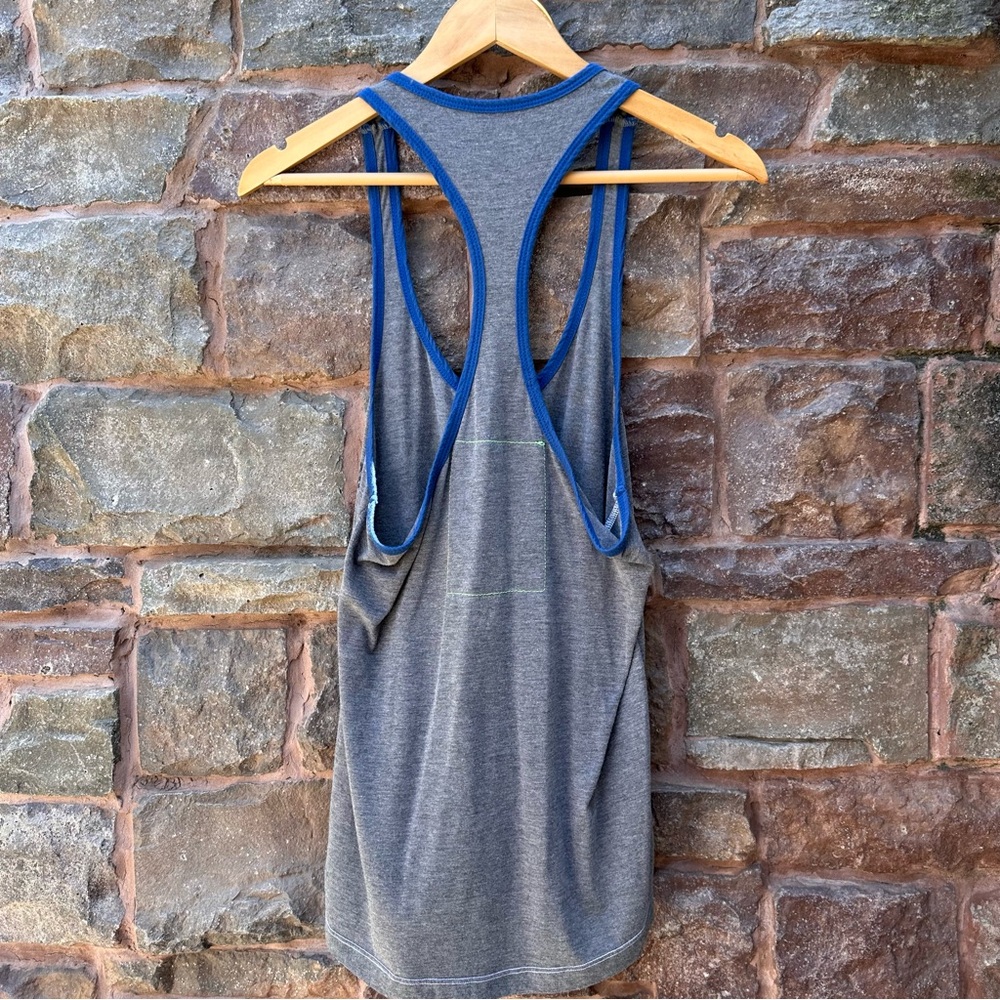 ✨AVIATOR NATION HEATHER GRAY W/BLUE VENICE BEACH RACERBACK RINGER TANK S - Picture 2 of 8